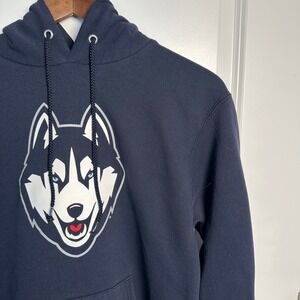 Champion UConn Huskies Hoodie Navy Blue Sweatshirt Husky Logo Mens Small